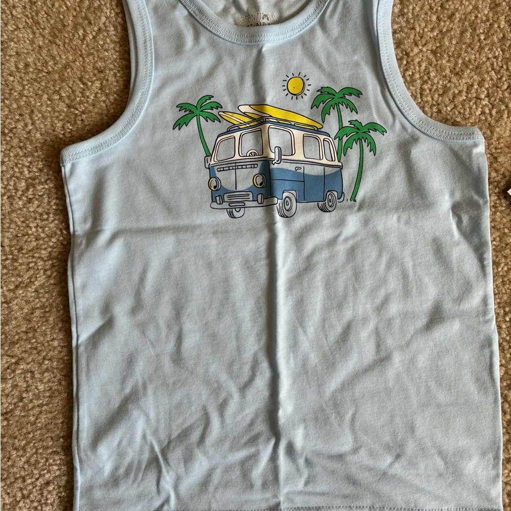 New 3-Pack Boys Summer Tank Tops & Navy Shorts - Shark, Van, Pop Graphics (4T) - Picture 4 of 6